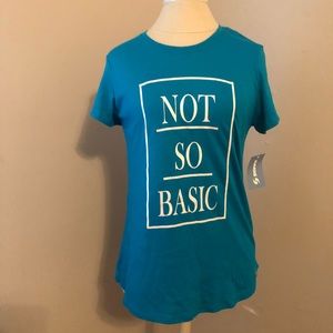 NWT Soffe Not So Basic Turquoise Graphic Tee